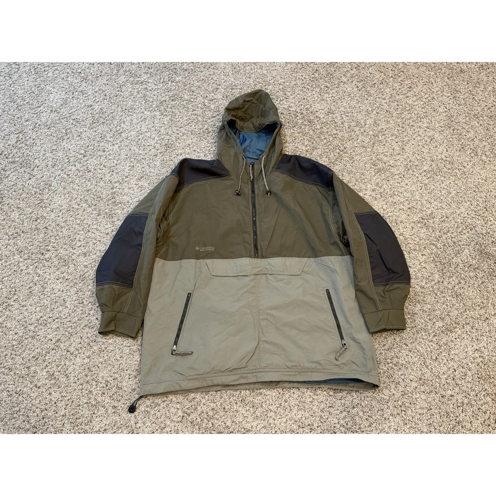Columbia VTG 90s Men's Green Pull Over Colorblock Windbreaker Jacket Classic XL